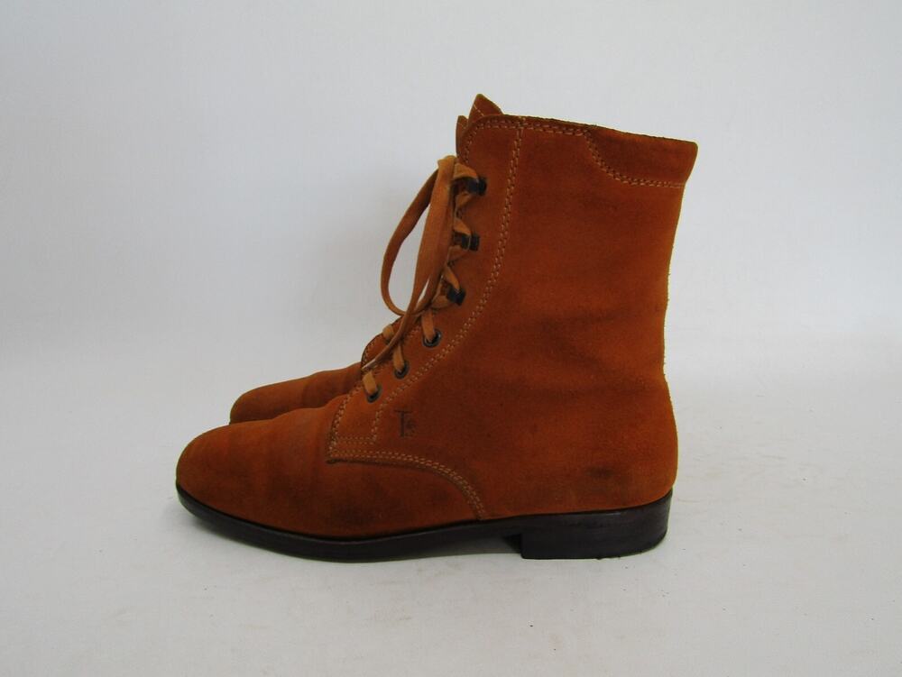 Tods Womens Size 38.5 EUR Brown Suede Laces Ankle Fashion Boots Bootie